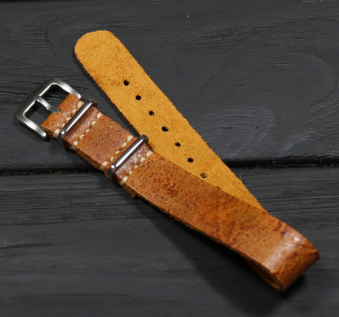 Custom Vachetta leather watch band, Brown Cow leather watch strap SW136